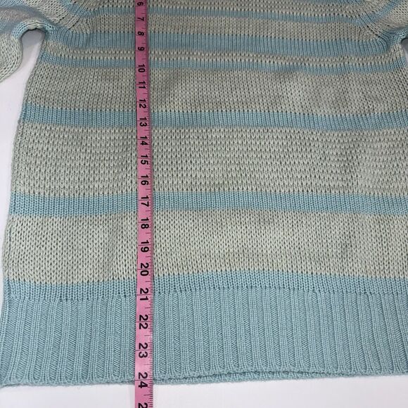Loro Piana Cashmere Linen Silk Knit Sweater Seafoam Stripe Women Size EUR 46 - Picture 7 of 12